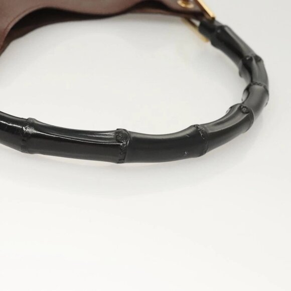 GUCCI Bamboo Shoulder Bag Leather Brown Gold 001 1880 Auth am8464 - Picture 8 of 16